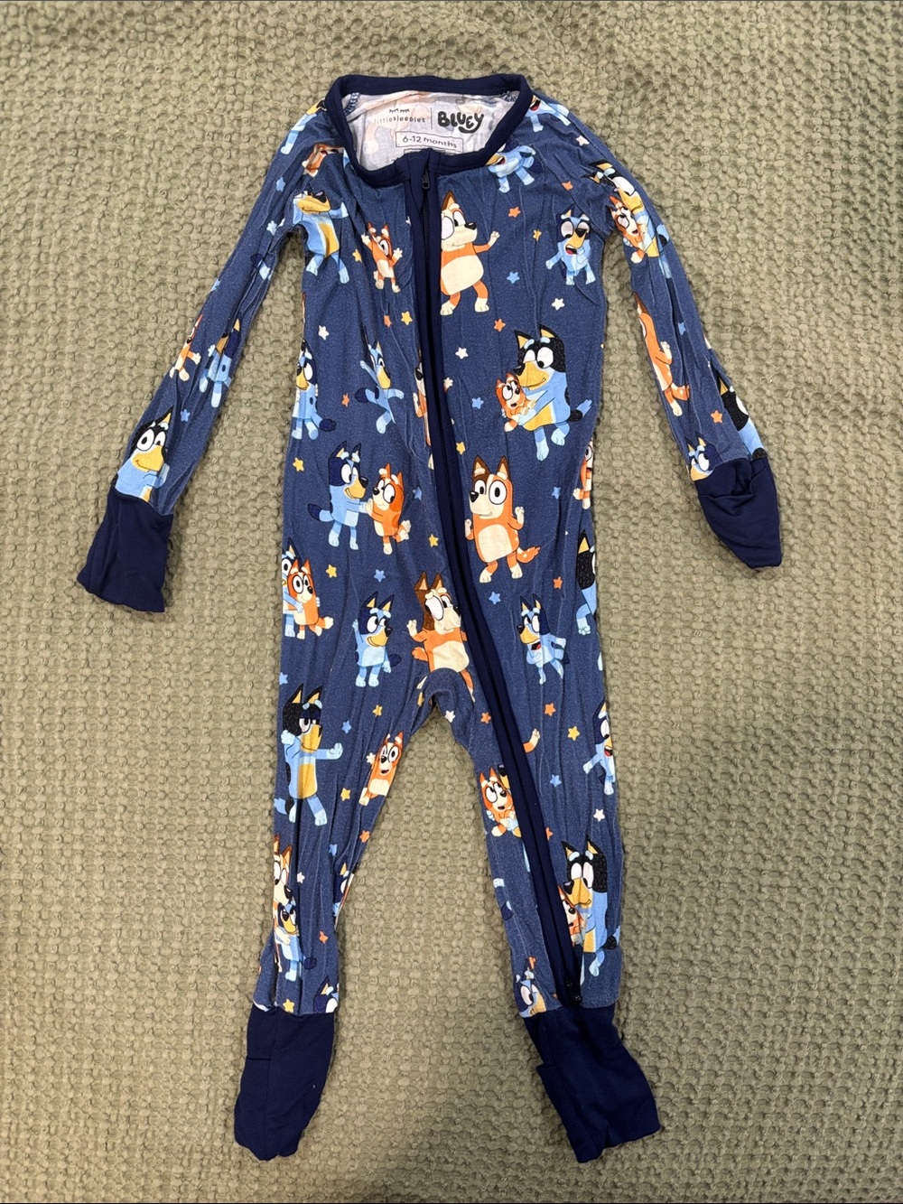 Little Sleepies X Disney Navy Blue Bluey Footed One-Piece Pajama